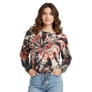 No Boundaries Women's Tie Dye Long Sleeve Cropped Top Rose Glitz Size S/CH (3-5)